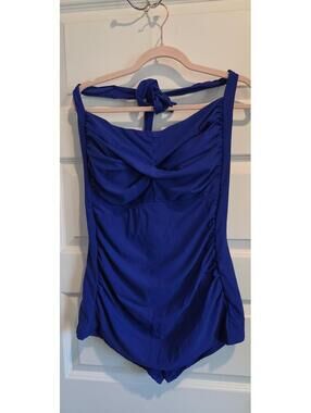 Blue One-Piece Swimsuit with Back Cut-Outs